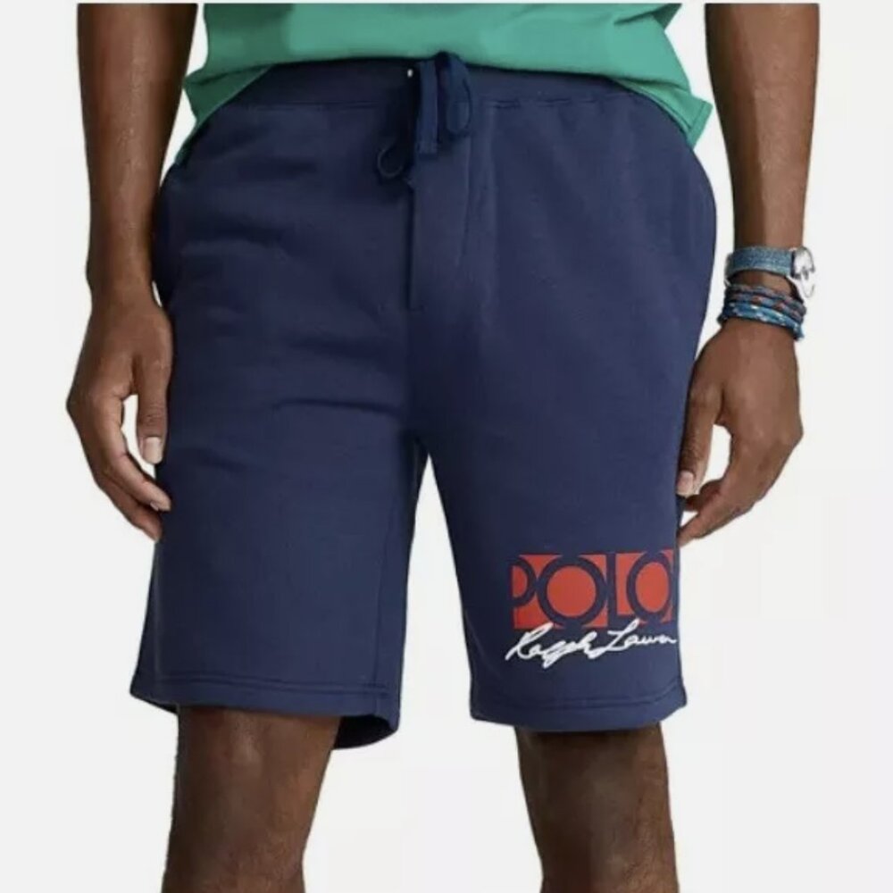 Polo Ralph Lauren Navy Blue Classic Fit Graphic Logo Fleece Shorts